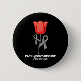 Parkinsons Disease Awareness April Month Red Tulip 6 Cm Round Badge