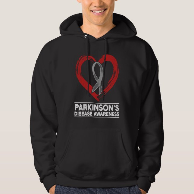 Parkinsons Disease Awareness Heart Warrior Survivo Hoodie (Front)
