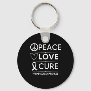 Parkinsons Disease Awareness Peace Love Cure Key Ring