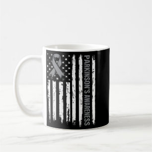 Parkinsons Disease Awareness Ribbon American Flag Coffee Mug