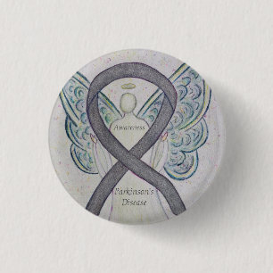 Parkinson's Disease Awareness Ribbon Angel Art Pin