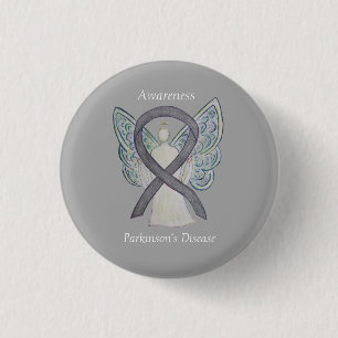 Parkinson's Disease Awareness Ribbon Angel Art Pin