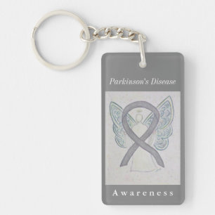Parkinson's Disease Awareness Ribbon Keychain
