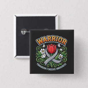 Parkinson's Disease Awareness Warrior Red Tulip  15 Cm Square Badge