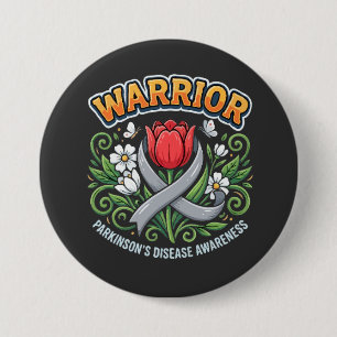 Parkinson's Disease Awareness Warrior Red Tulip  7.5 Cm Round Badge
