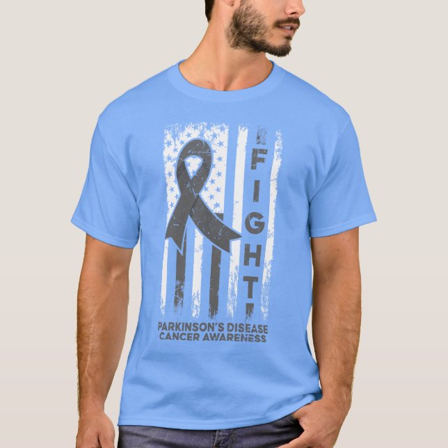 Parkinson's disease cancer awareness wit usa flag  T-Shirt (Front)