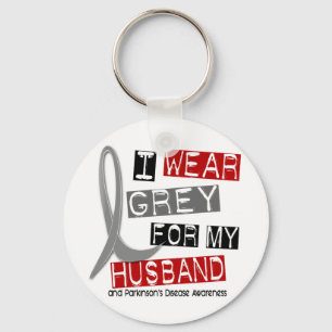 Parkinsons Disease I WEAR GREY FOR MY HUSBAND 37 Key Ring