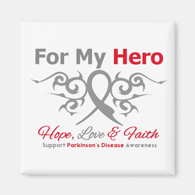 Parkinsons Disease Tribal Ribbon Hero Magnet (Front)