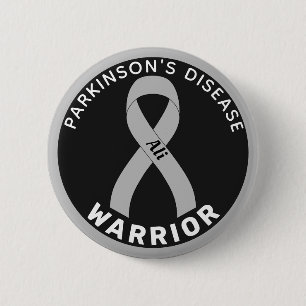 Parkinson's Disease Warrior Ribbon Black Button