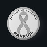 Parkinson's Disease Warrior Ribbon White Button<br><div class="desc">Parkinson's Disease Warrior White Button for awareness and support for people with parkinson's disease.</div>