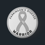 Parkinson's Disease Warrior Ribbon White Button<br><div class="desc">Parkinson's Disease Warrior White Button for awareness and support for people with parkinson's disease.</div>
