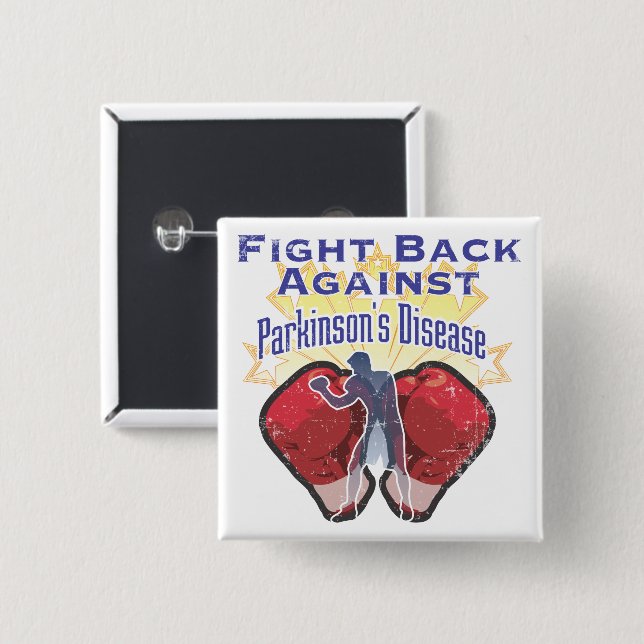 Parkinsons Fight Back Against distressed 15 Cm Square Badge (Front & Back)
