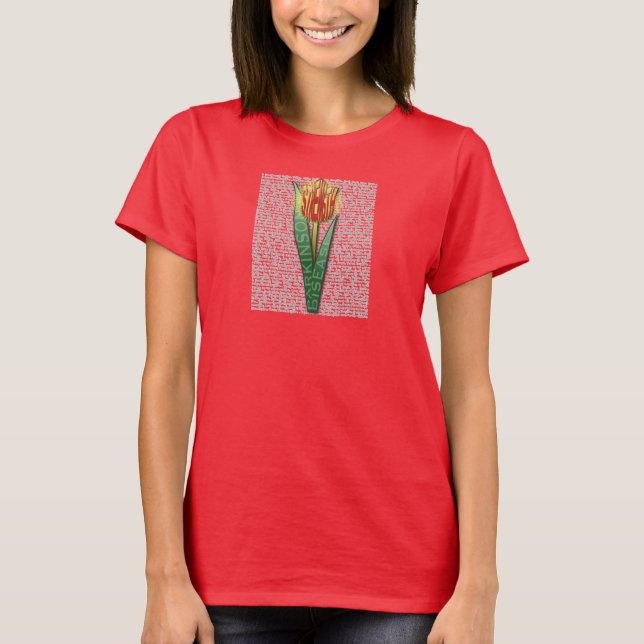 Parkinsons Strength Burst Tulip RednYellow T-Shirt (Front)