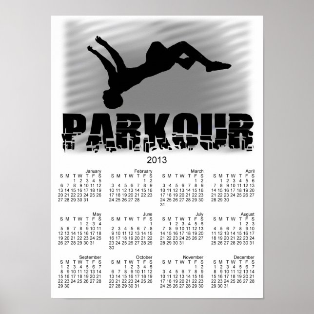 Parkour Athlete 2013 calendar poster (Front)