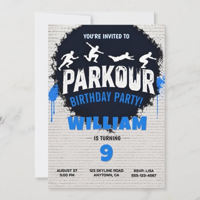 Parkour Birthday Party Invitation (Front)