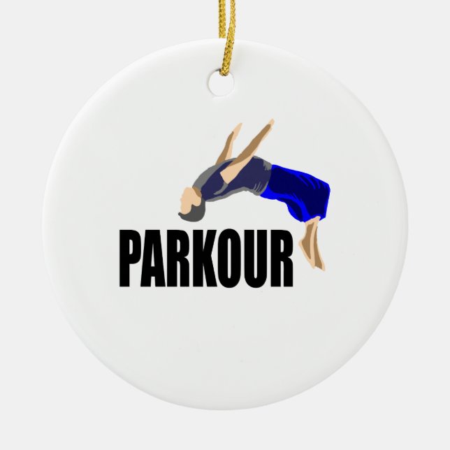 Parkour Extreme Sport Ceramic Tree Decoration (Front)