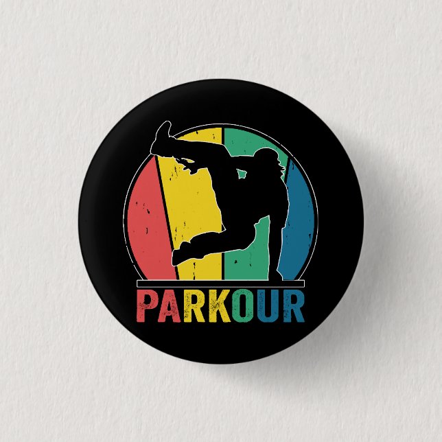 Parkour Free Running Training Traceur Retro  3 Cm Round Badge (Front)