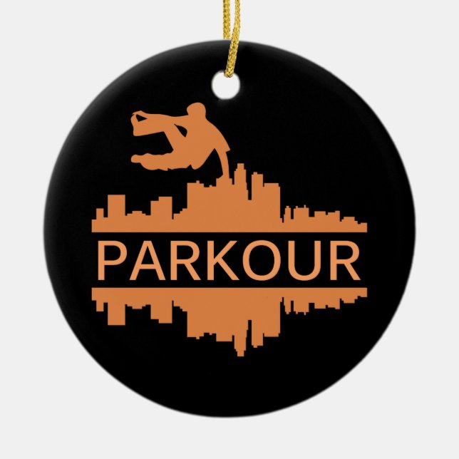 Parkour Gift Ceramic Tree Decoration (Front)