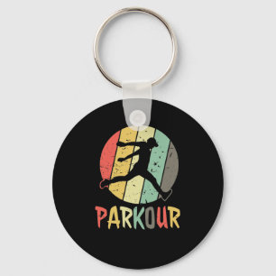 Parkour logo retro colors key ring