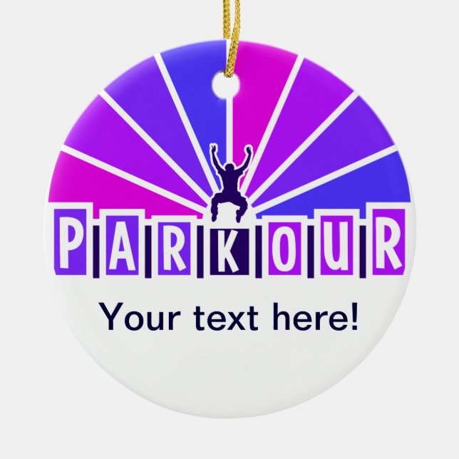 PARKOUR ornament, customise Ceramic Tree Decoration (Front)