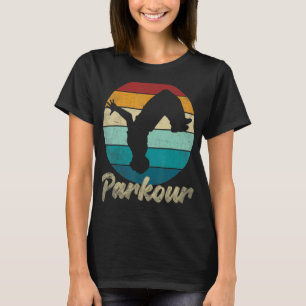 Parkour Silhouette Modern Outdoor Hobby Retro Colo T-Shirt