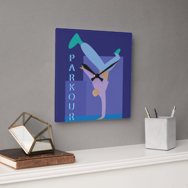 Parkour Square Wall Clock (Office)