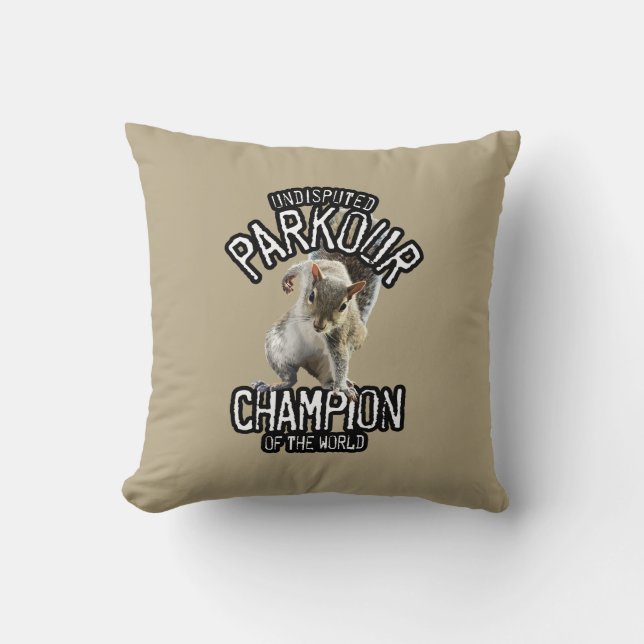 Parkour Squirrel - funny freerunning Cushion (Front)