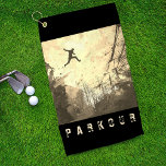 Parkour Urban Free Running Freestyling Art Sepia Golf Towel<br><div class="desc">A modern artist's impression of parkour being practiced in an urban back street in sepia tones.</div>