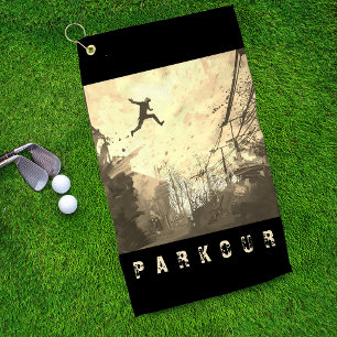 Parkour Urban Free Running Freestyling Art Sepia Golf Towel