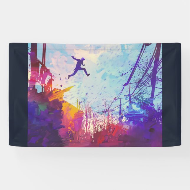 Parkour Urban Free Running Freestyling Modern Art Banner (Horizontal)