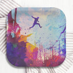 Parkour Urban Free Running Freestyling Paper Plate<br><div class="desc">Parkour Urban Free Running Freestyling Paper Plate features a colourful artist's impression of parkour being practiced in an urban back street. Designed by ©Evco Studio www.zazzle.com/store/evcostudio</div>