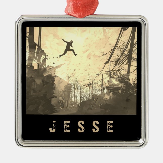 Parkour Urban Free Running Sport Personalized Name Metal Tree Decoration (Front)