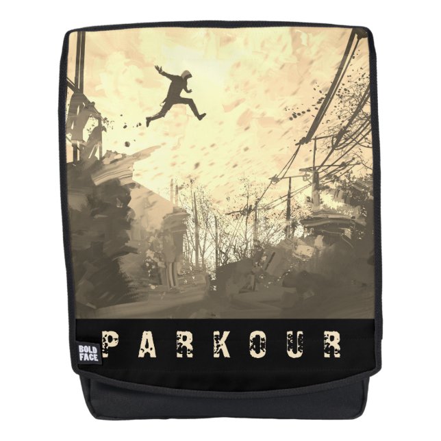 Parkour Urban Obstacle Course Modern Sepia Backpack (Front)