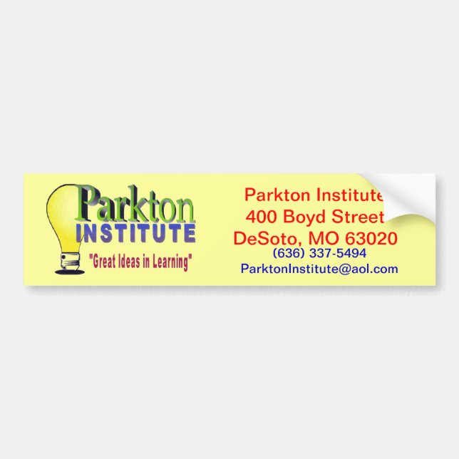PARKTON INSTITUTE BUMPER STICKER (Front)