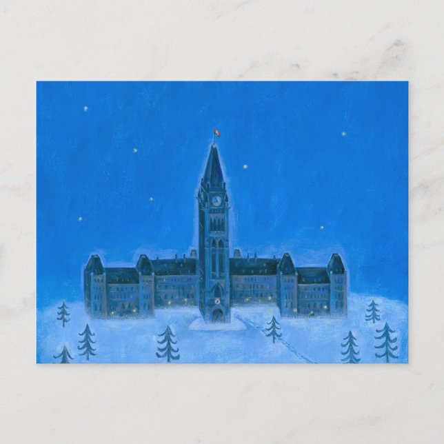 Parliament Buildings Ottawa Christmas Holiday Postcard (Front)