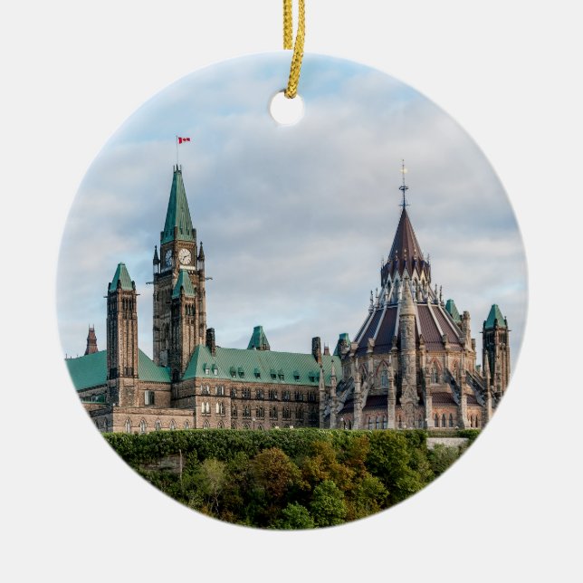 Parliament Hill in Ottawa Ceramic Tree Decoration (Front)