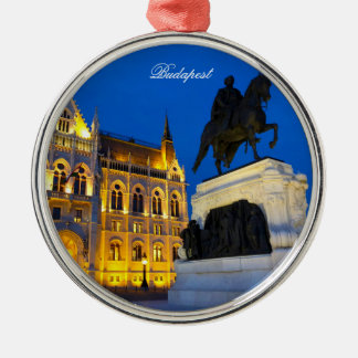 Parliament of Budapest by Night Metal Tree Decoration