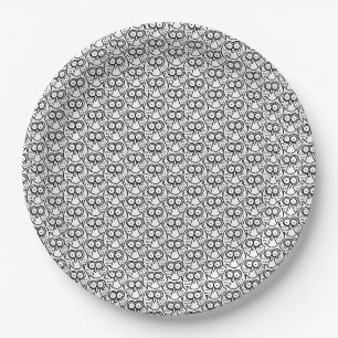 Parliament of Cartoon Owls Paper Plate