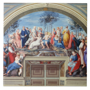 Parnassus and the Disputa, from the Stanza della S Tile