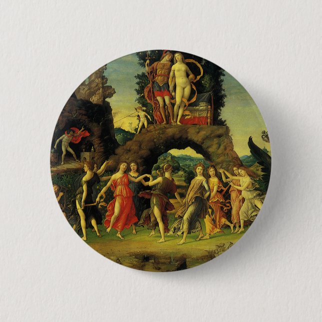 Parnassus, Mars and Venus by Andrea Mantegna 6 Cm Round Badge (Front)