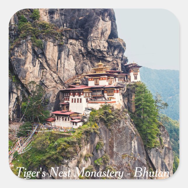 Paro Taktsang: The Tiger's Nest Monastery - Bhutan Square Sticker (Front)