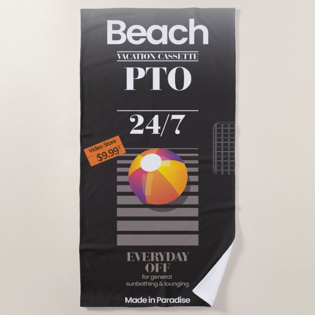 Parody Blank VHS 'Sticky Tape' Vacation Beach Towel (Front)