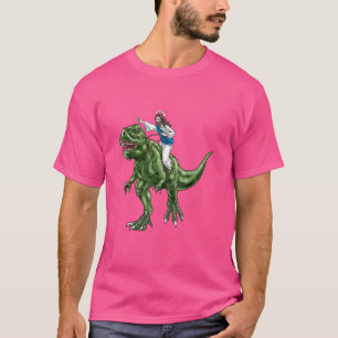 Parody Jesus Riding Dinosaur Cute Meme Dino Gift T-Shirt