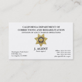 Parole Agent Business Card