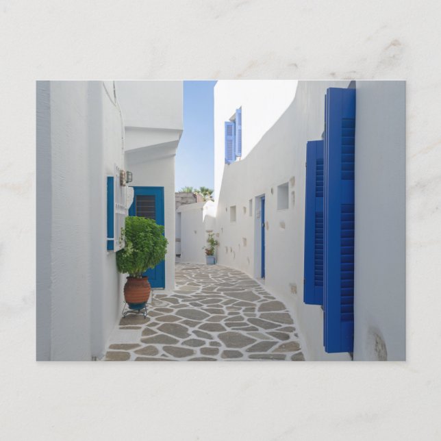 Paros Blue and White Greek Architecture Postcard (Front)