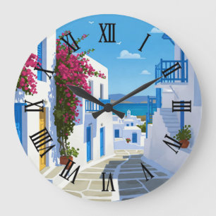 Paros Greece Island Travel Large Clock