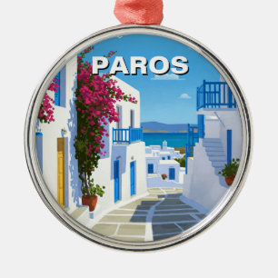 Paros Greece Island Travel Metal Tree Decoration