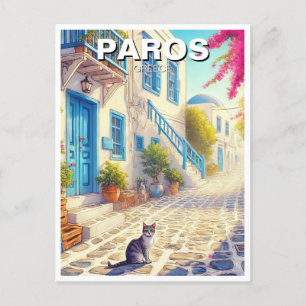Paros Greece Islands Travel cat  Postcard
