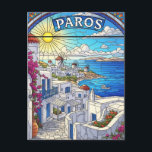 Paros Greece Islands Travel   Postcard<br><div class="desc">Paros, Greece, is a jewel of the Cyclades, renowned for its tranquil beauty and iconic architecture. With its whitewashed buildings accented by vibrant blue shutters and cascading bougainvillea, Paros captures the quintessential charm of the Greek islands. This serene destination is known for its cobblestone streets, crystal-clear waters, and welcoming atmosphere....</div>