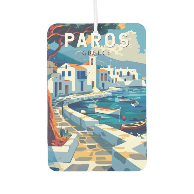 Paros Greece Travel Art Vintage Car Air Freshener (Front)